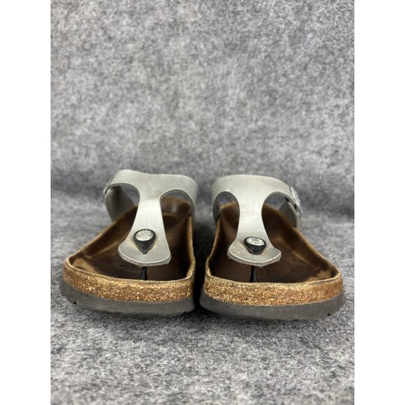 Birkenstock Sandals Shoes Womens Size 37/6 Silver Gizeh Thong Cork - Picture 2 of 8
